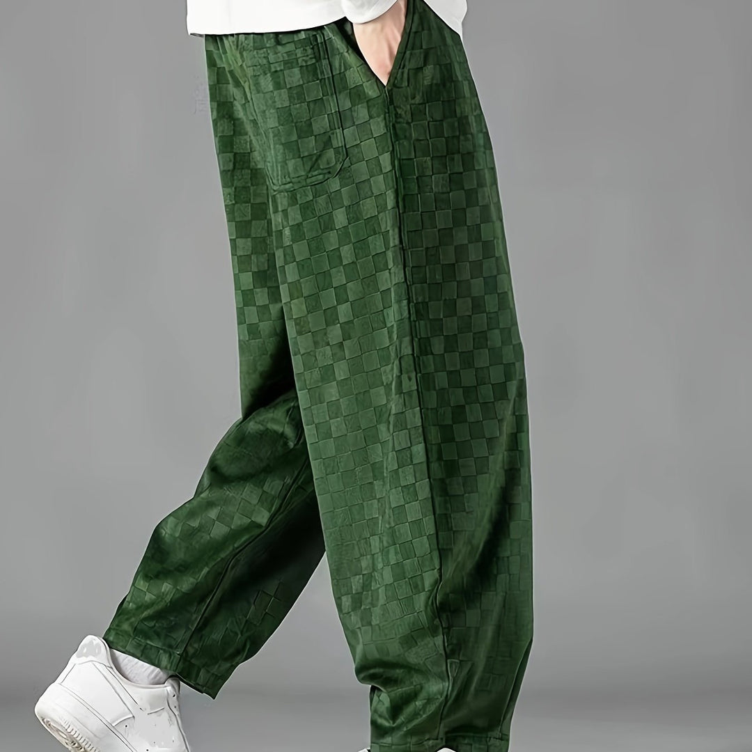 Checkered Loose-Fit Pants