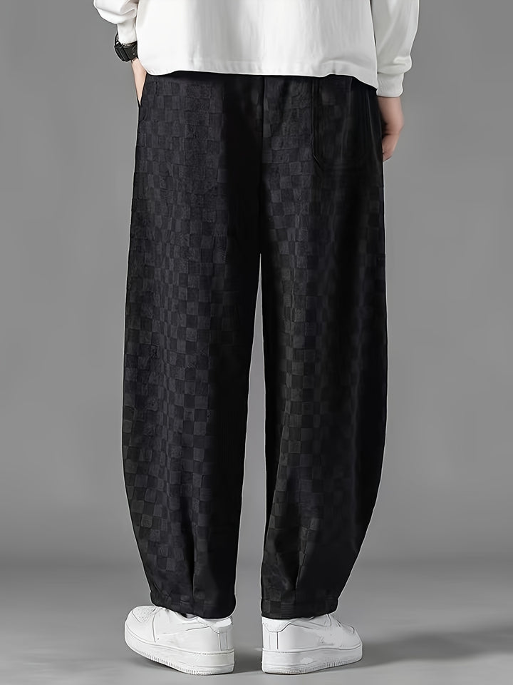 Checkered Loose-Fit Pants