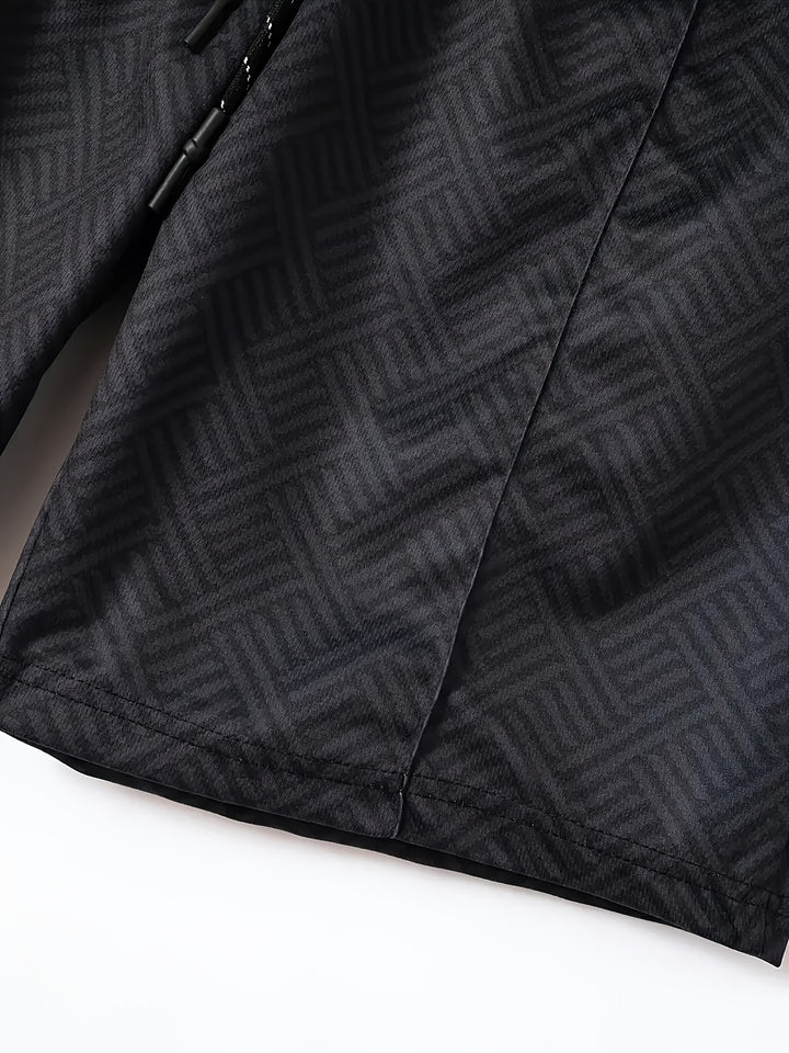 Textured Zip Polo Shirt and Shorts Set