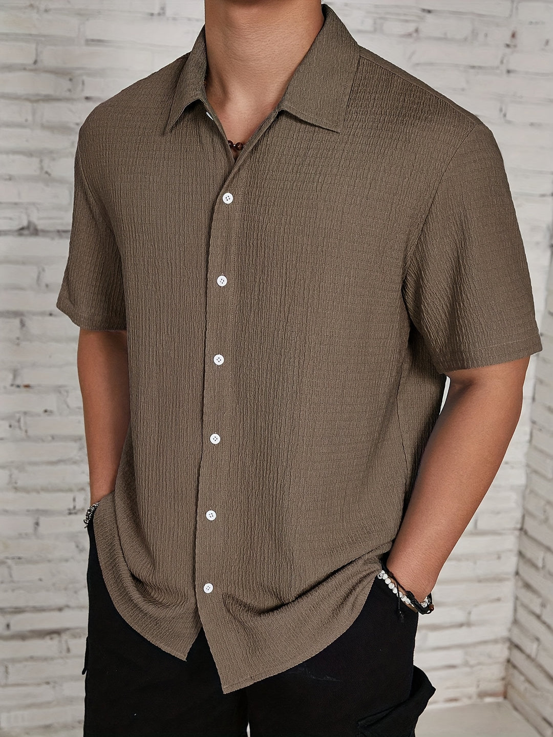 Textured Button-Up Shirt