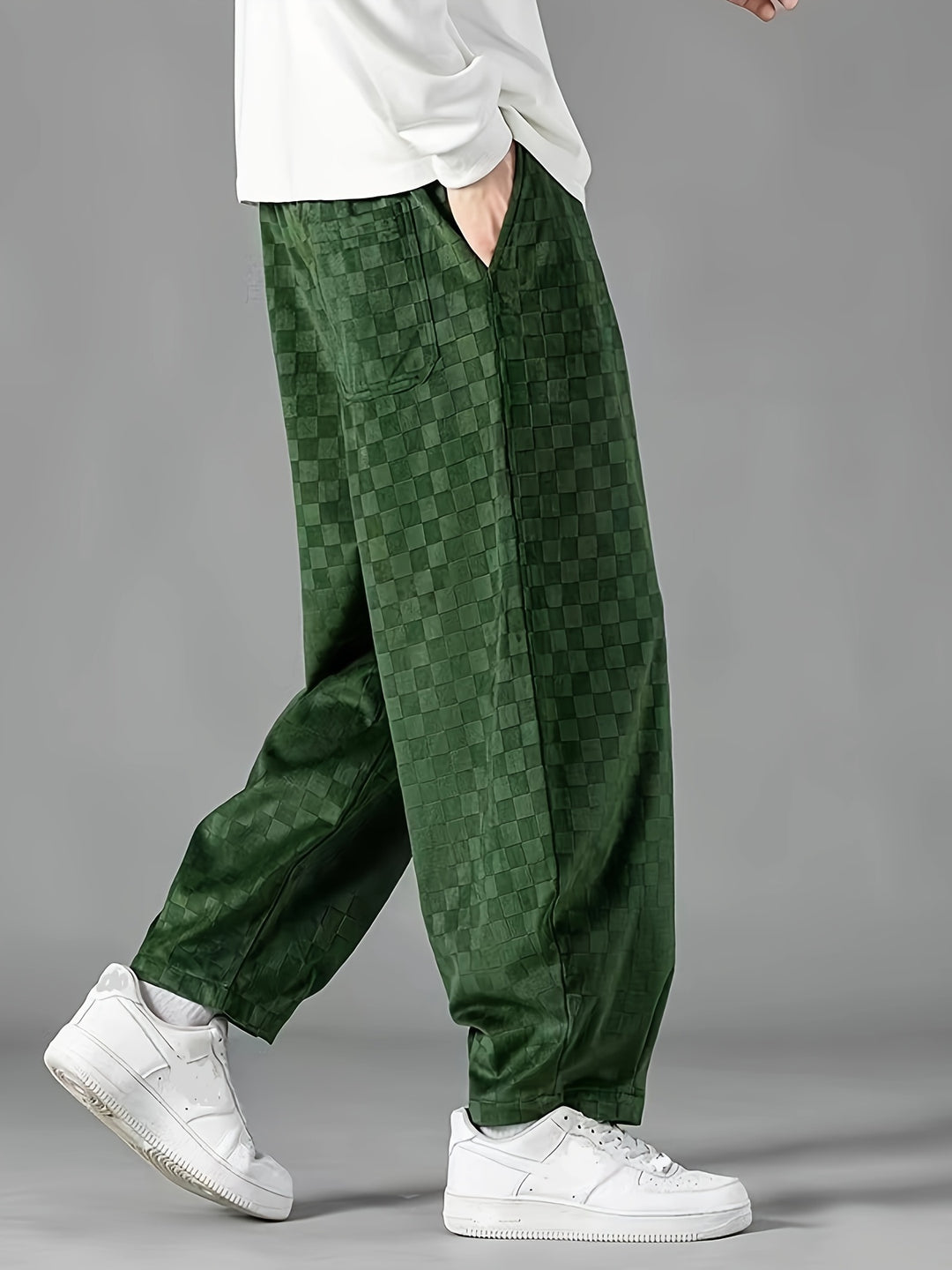 Checkered Loose-Fit Pants
