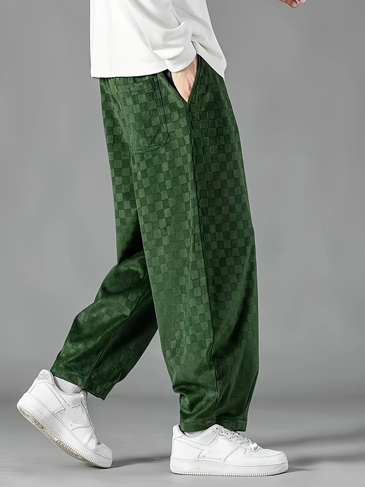 Checkered Loose-Fit Pants