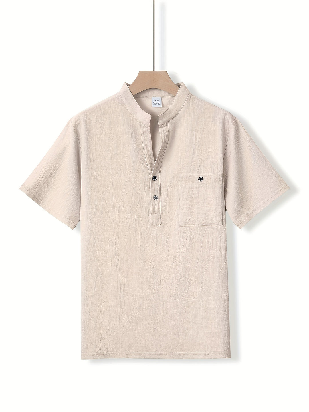 Textured Short Sleeve Henley Shirt