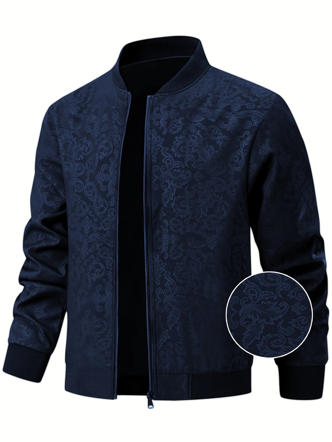 Textured Floral Bomber Jacket