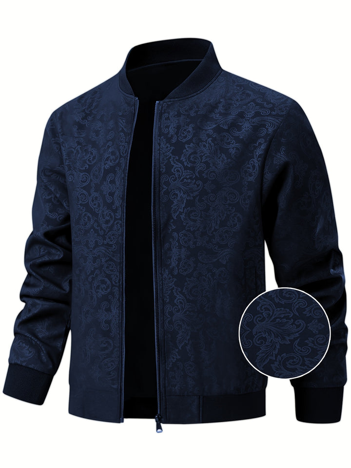 Textured Floral Bomber Jacket