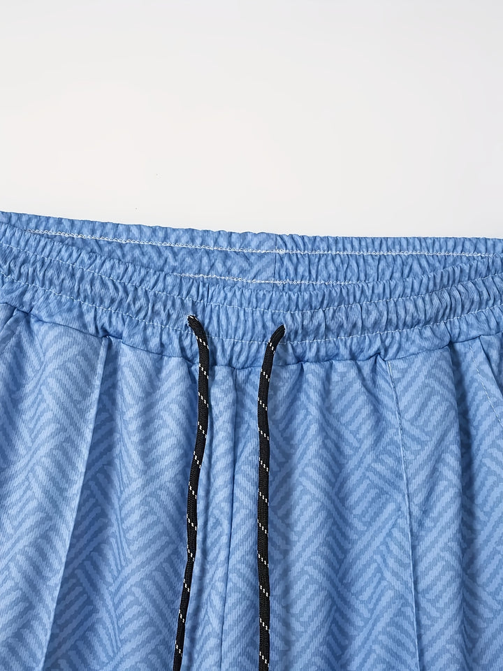 Textured Zip Polo Shirt and Shorts Set