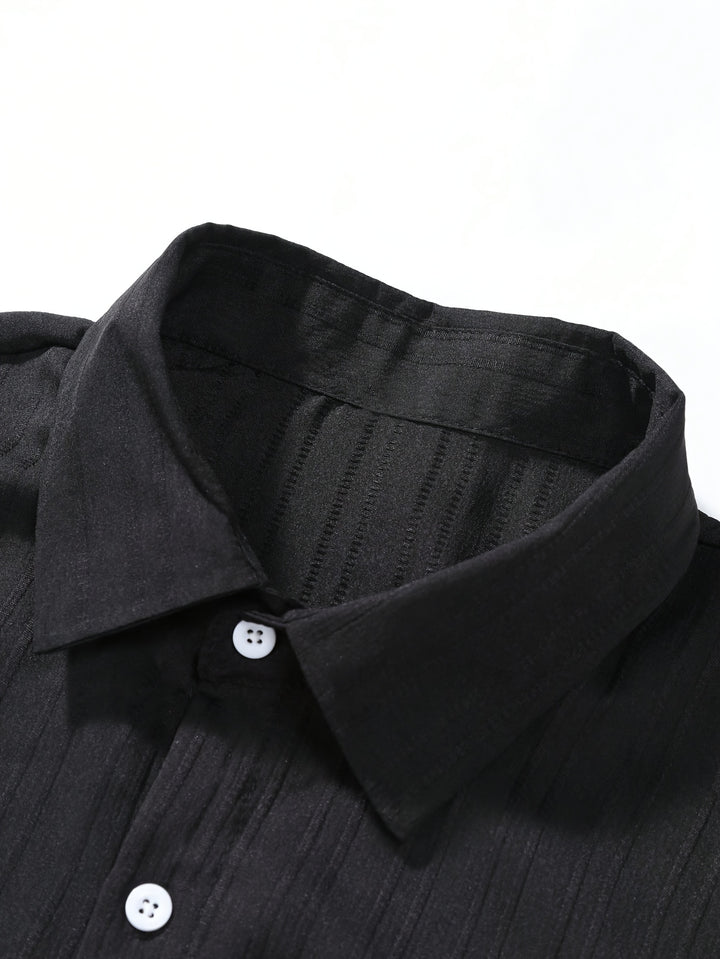 Relaxed Textured Short Sleeve Shirt and Shorts Set