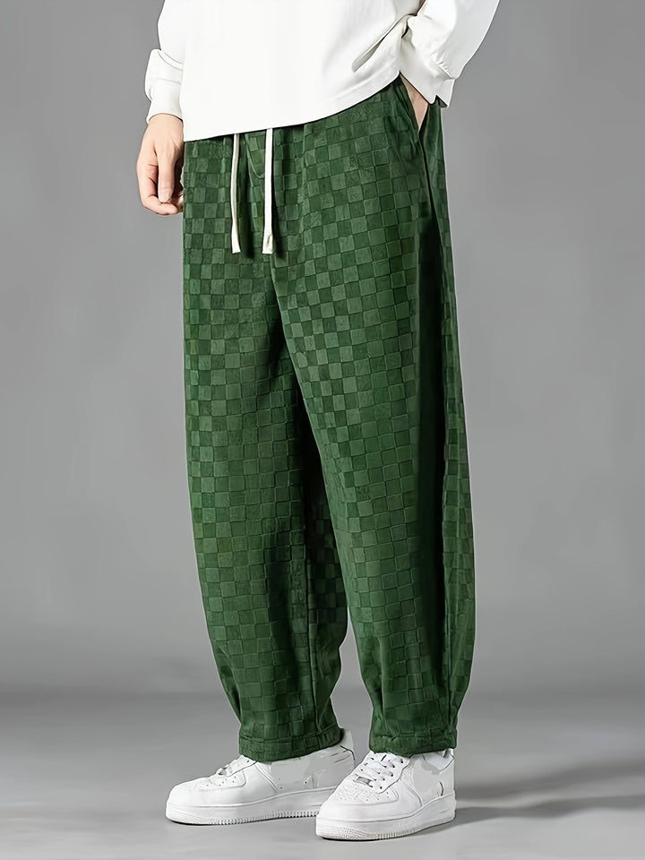 Checkered Loose-Fit Pants