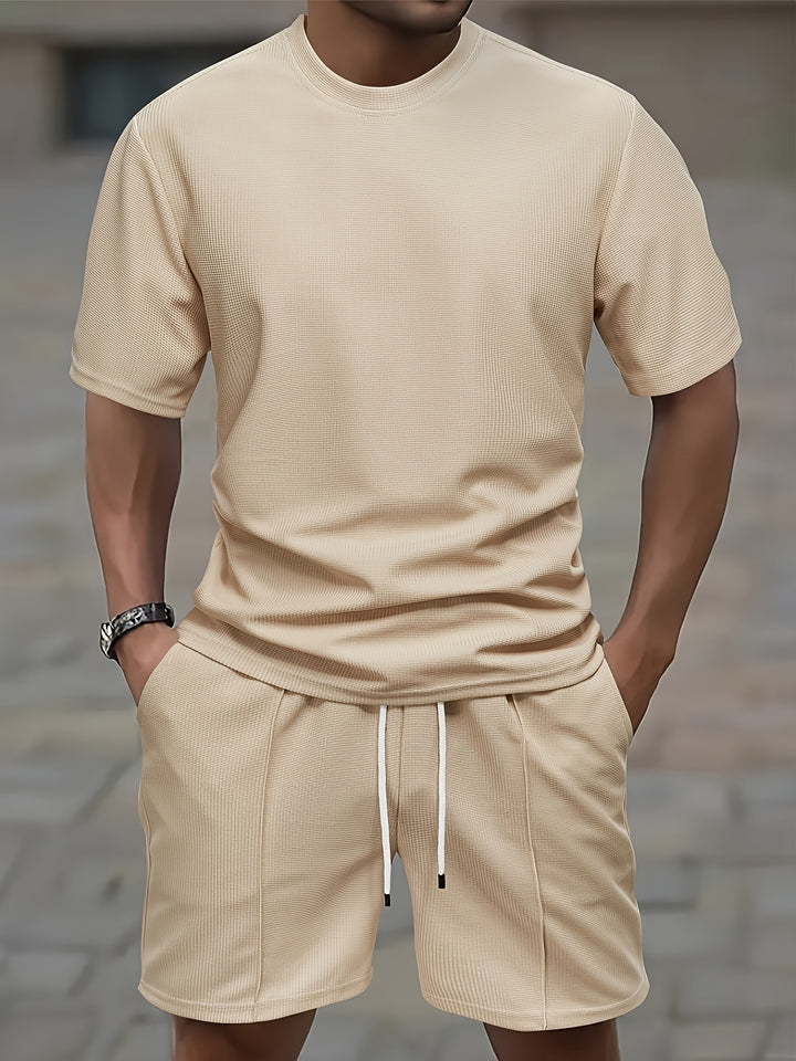 Textured Minimalist T-Shirt and Shorts Set