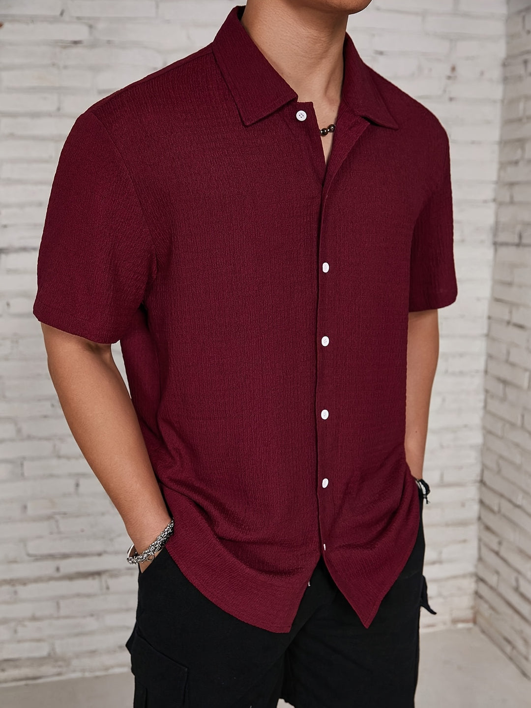 Textured Button-Up Shirt