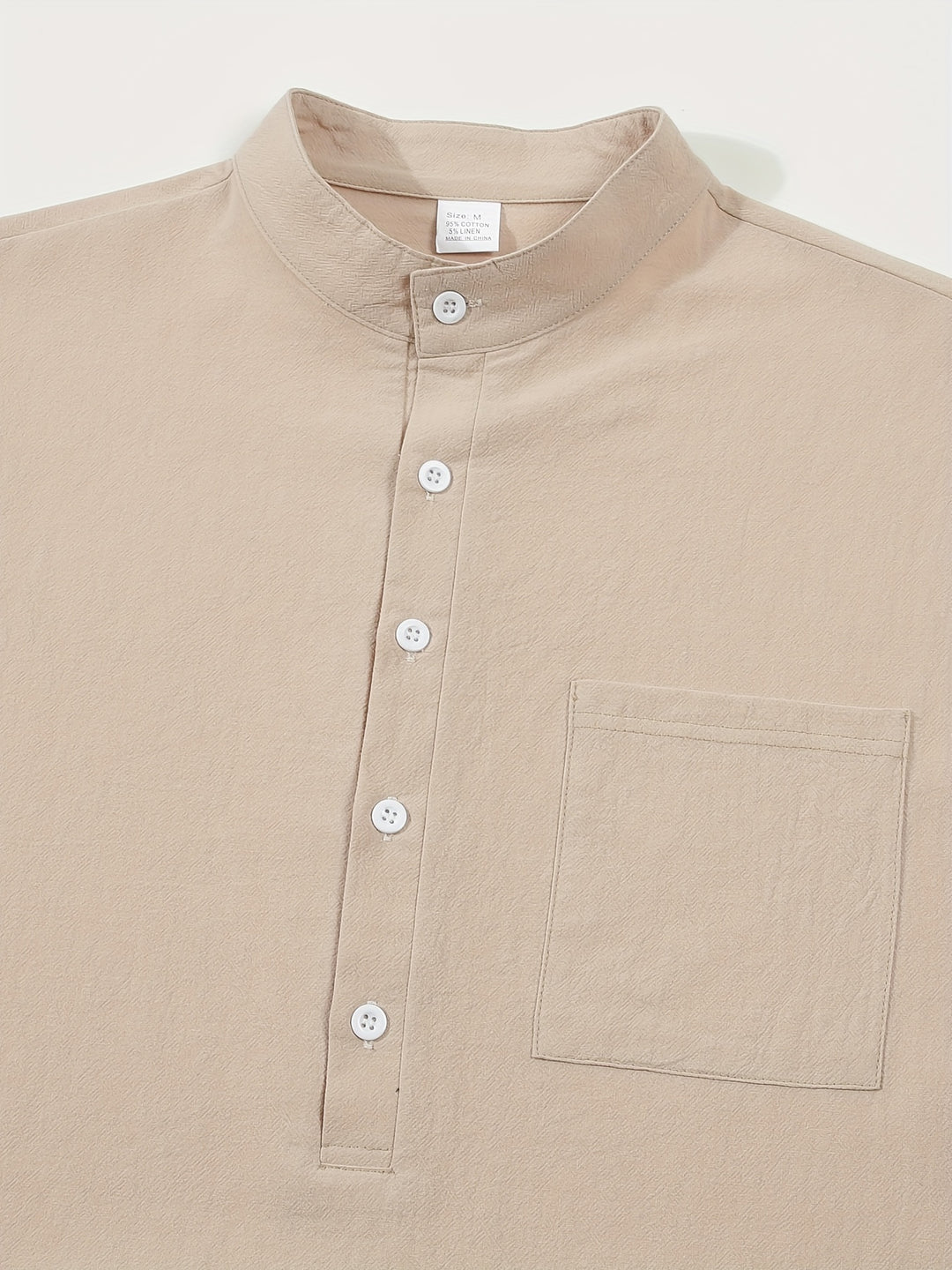 Textured Long Sleeve Henley Shirt