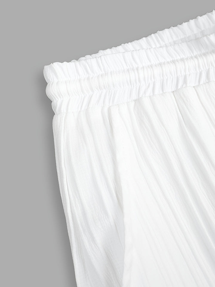 Pleated Short Sleeve Shirt and Trousers Set