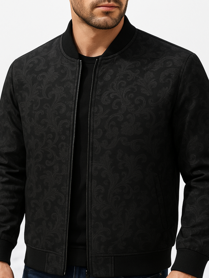 Textured Floral Bomber Jacket