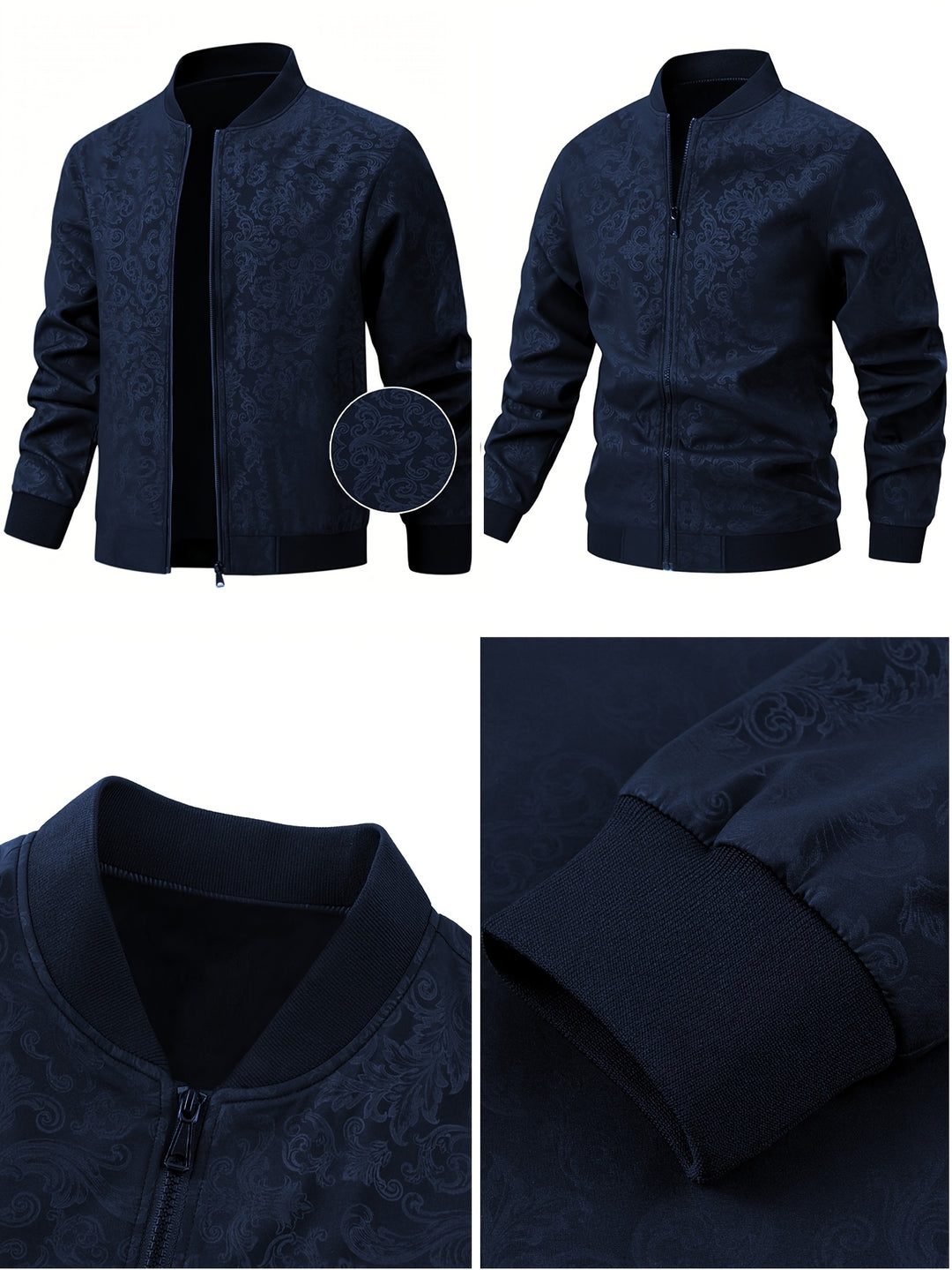 Textured Floral Bomber Jacket