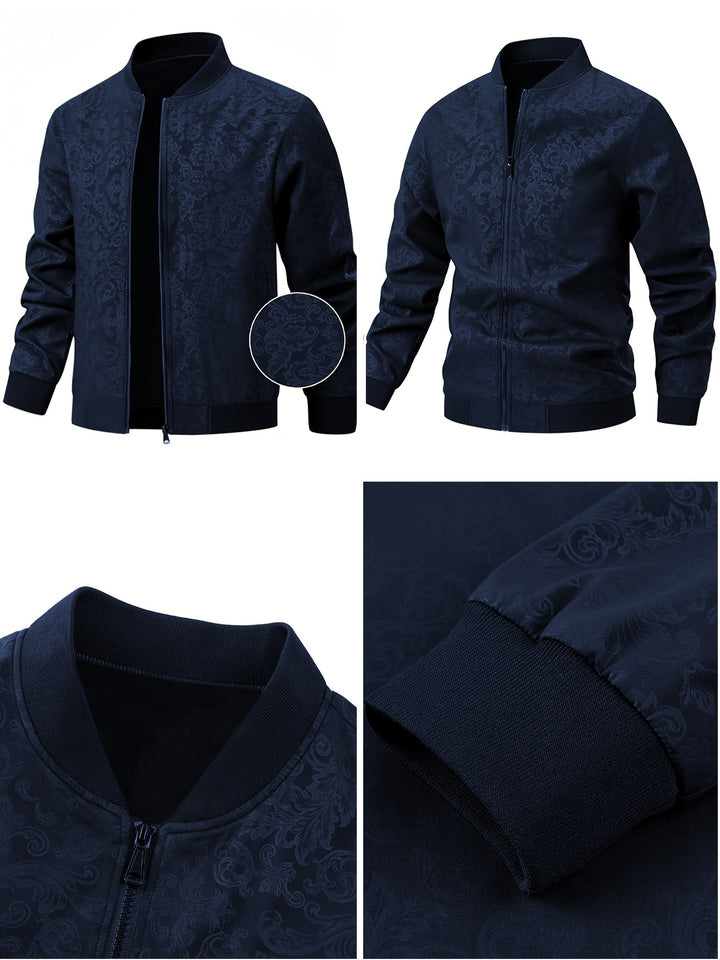 Textured Floral Bomber Jacket