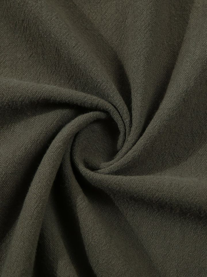 Textured Long Sleeve Henley Shirt