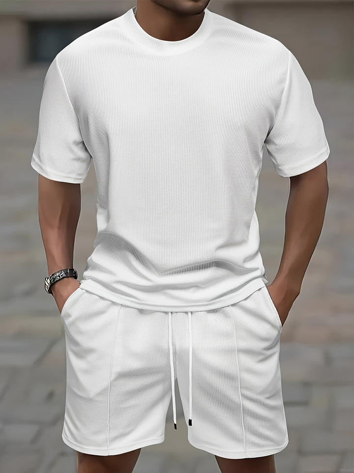 Textured Minimalist T-Shirt and Shorts Set