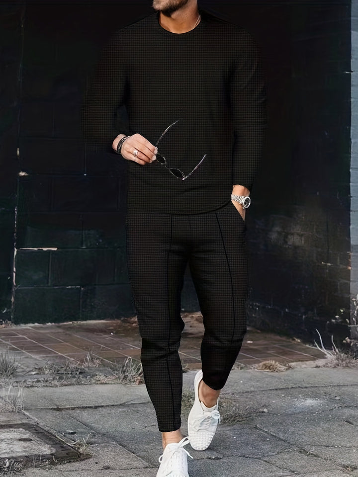 Textured Long Sleeve Top and Joggers Set