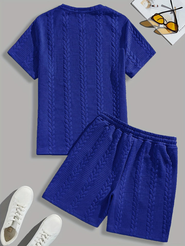 Textured Cable Knit T-Shirt and Shorts Set