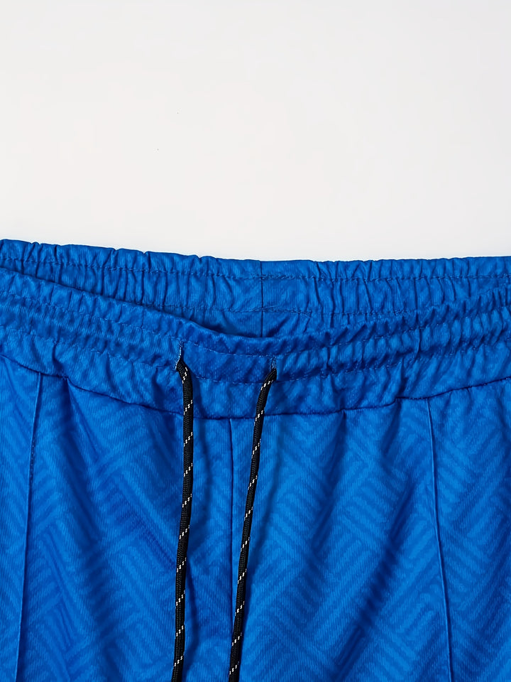 Textured Zip Polo Shirt and Shorts Set