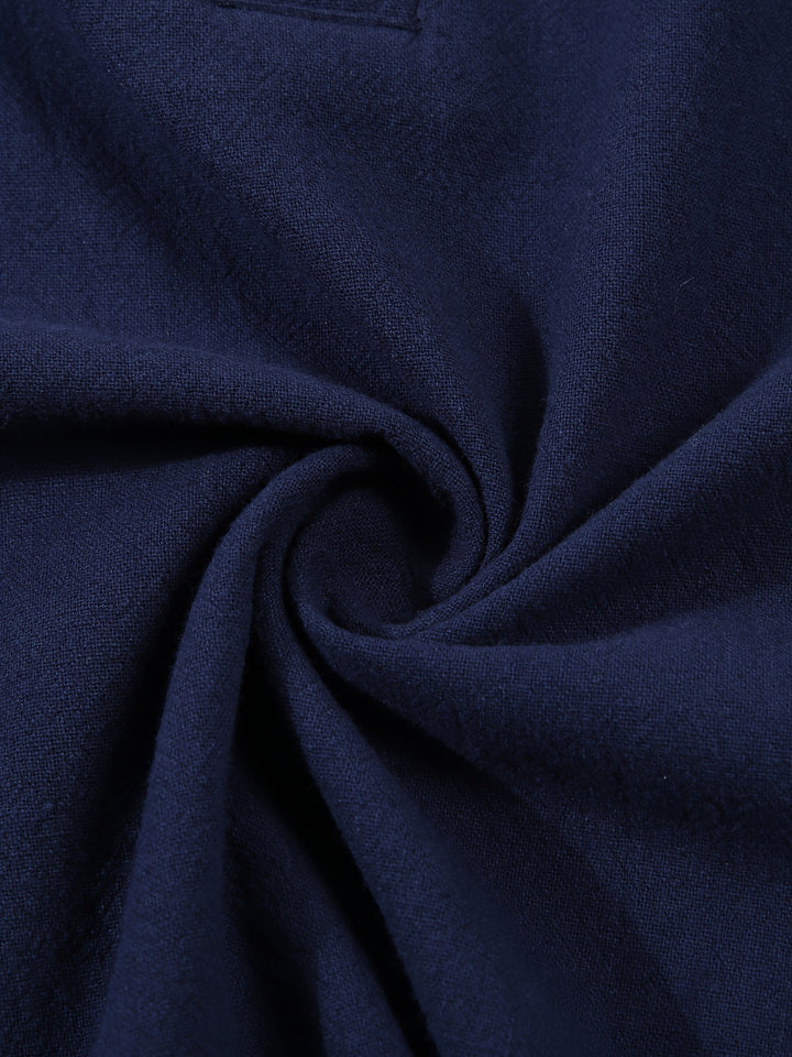 Textured Long Sleeve Henley Shirt