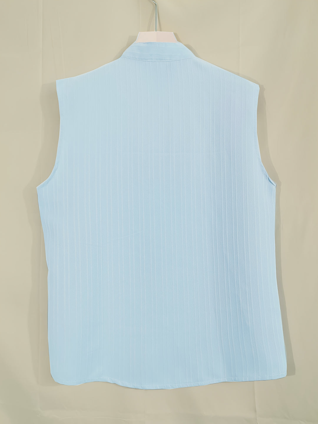 Sleeveless Pleated Button Shirt and Shorts Set