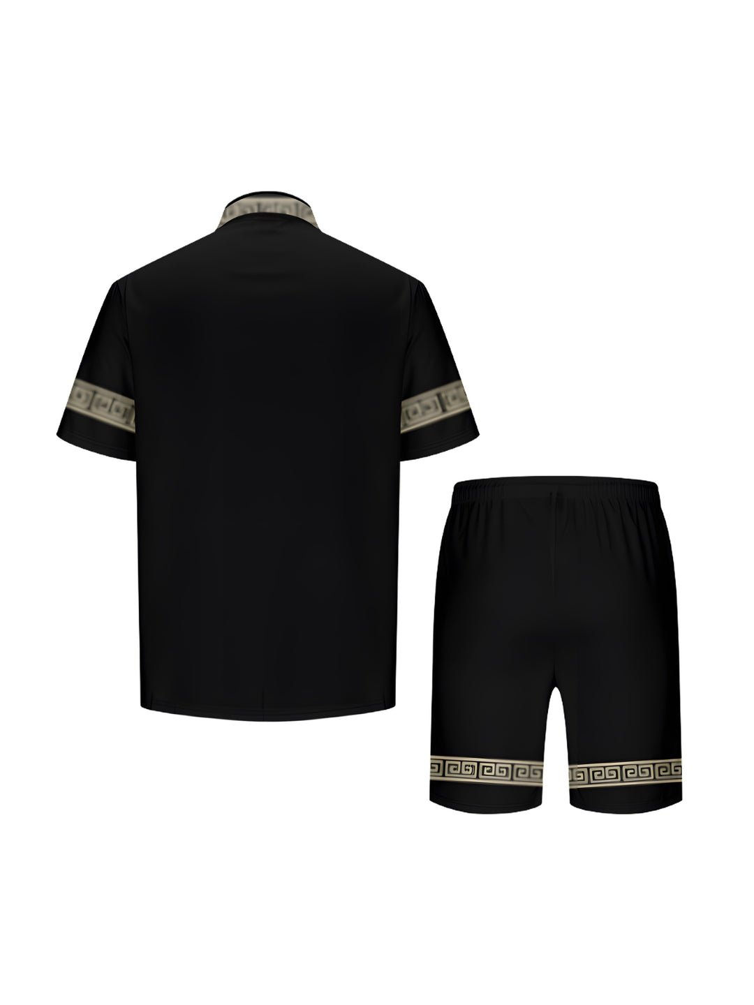 Geometric Trim Short Sleeve Shirt and Shorts Set