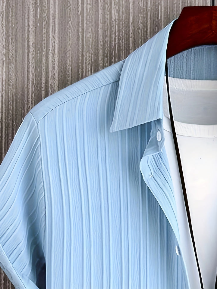 Relaxed Textured Short Sleeve Shirt and Shorts Set