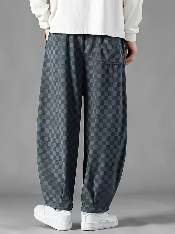 Checkered Loose-Fit Pants