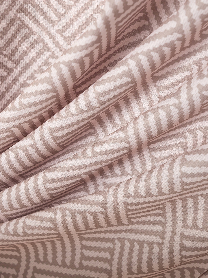 Textured Zip Polo Shirt and Shorts Set