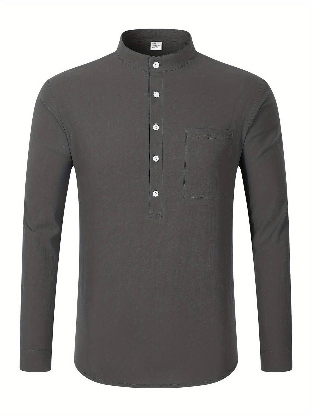 Textured Long Sleeve Henley Shirt