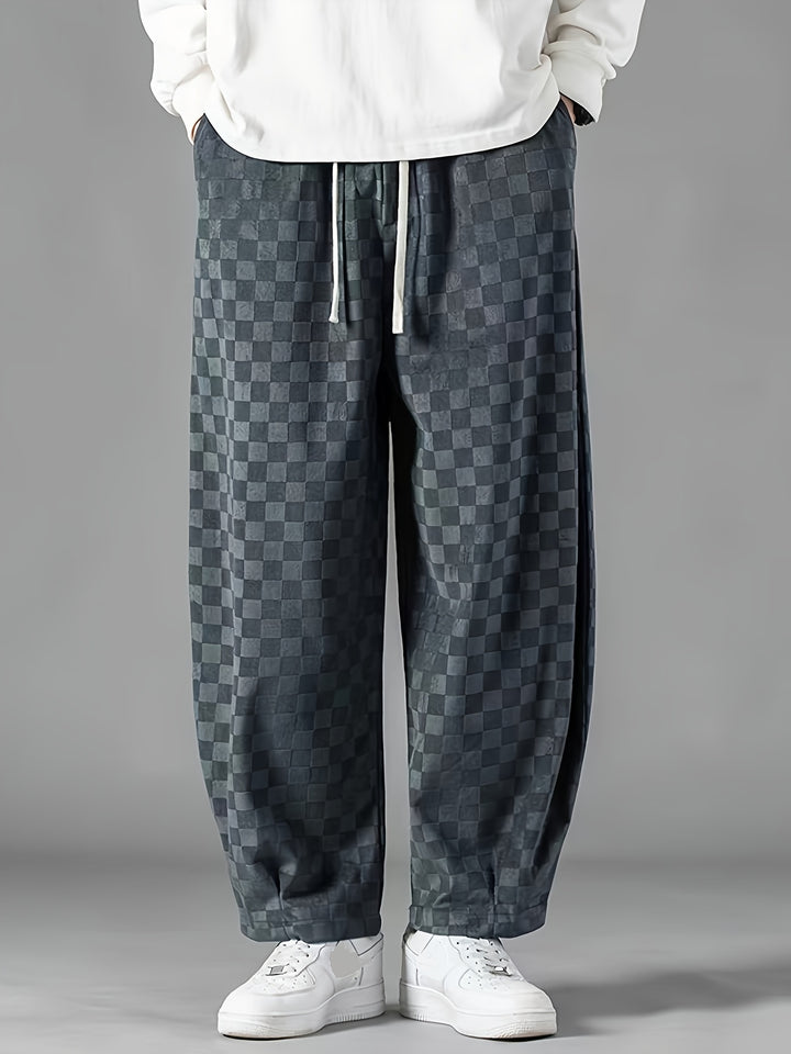 Checkered Loose-Fit Pants