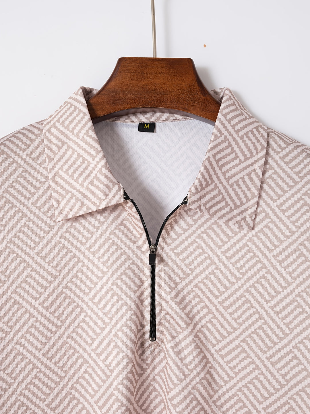 Textured Zip Polo Shirt and Shorts Set