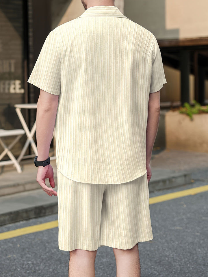 Relaxed Textured Short Sleeve Shirt and Shorts Set