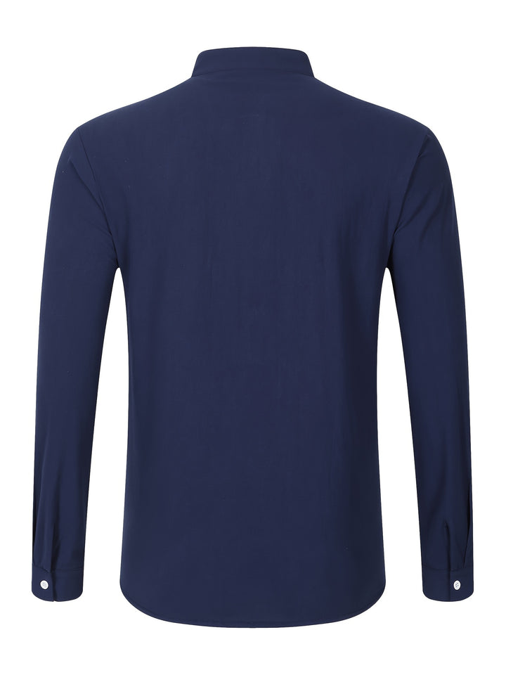 Textured Long Sleeve Henley Shirt