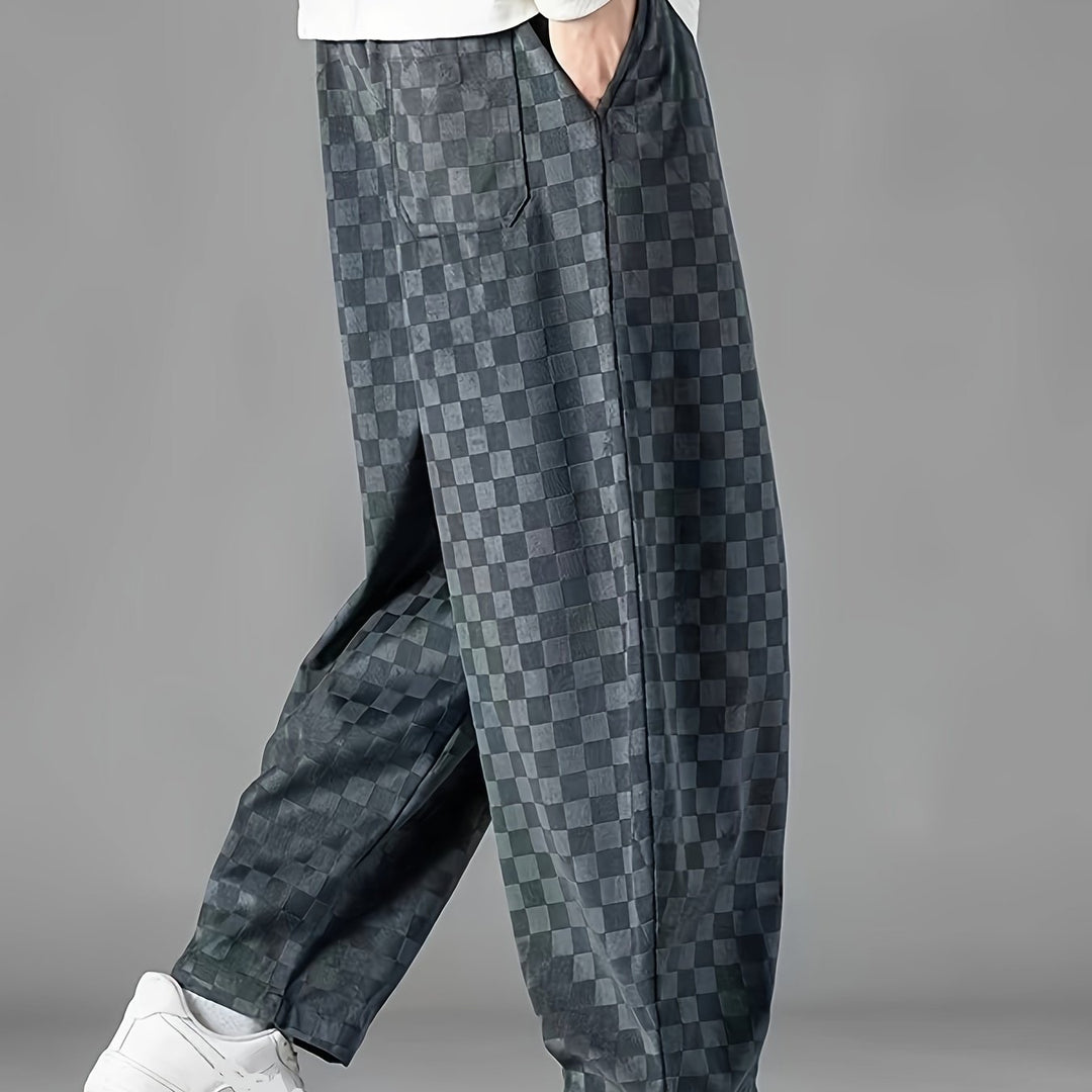 Checkered Loose-Fit Pants