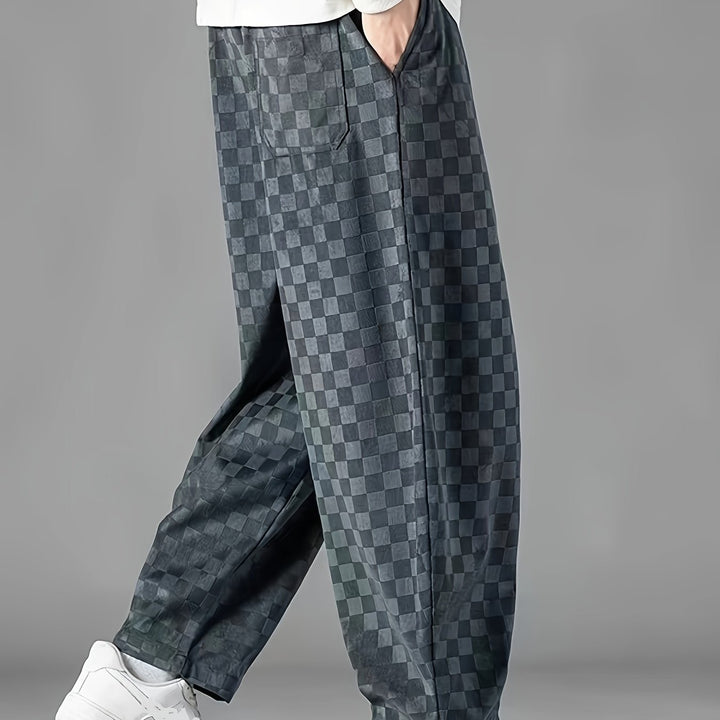 Checkered Loose-Fit Pants