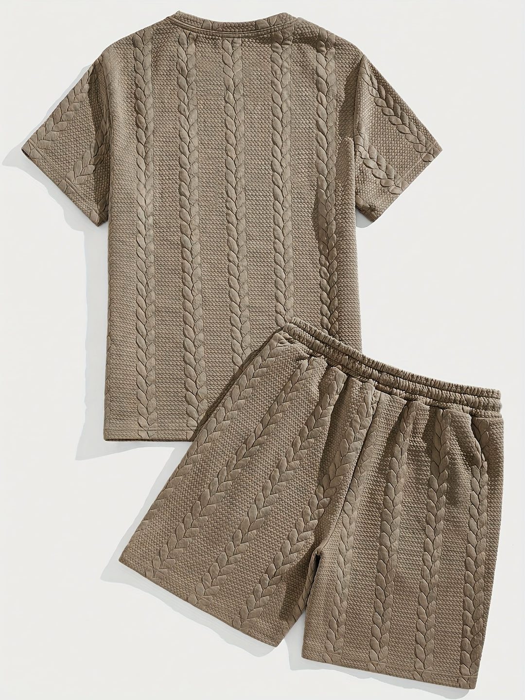 Textured Cable Knit T-Shirt and Shorts Set