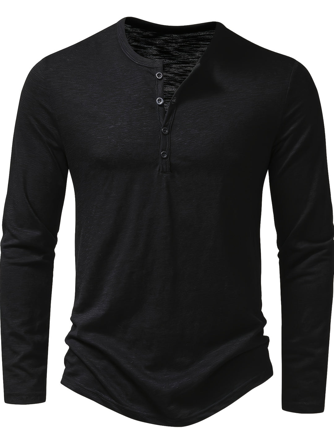 Textured Long Sleeve Henley Shirt