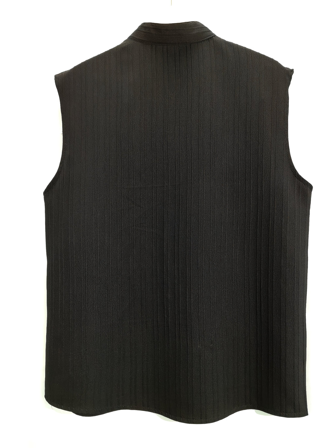 Sleeveless Pleated Button Shirt and Shorts Set