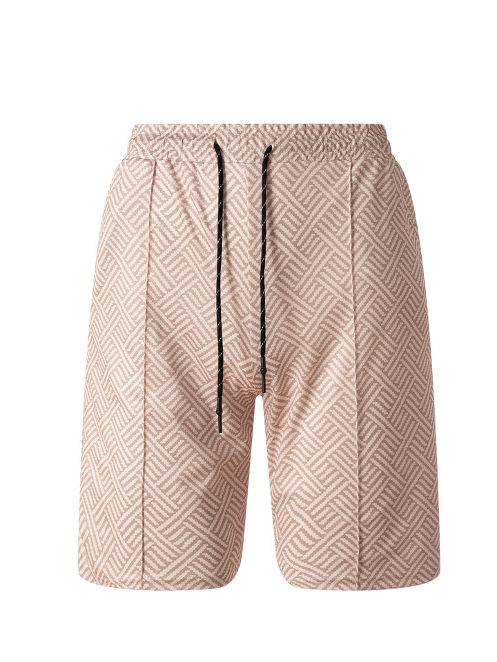 Textured Zip Polo Shirt and Shorts Set