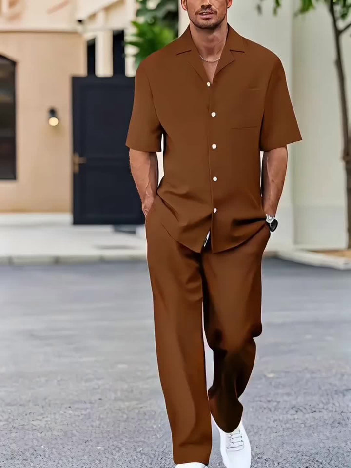 Relaxed Tailored Short Sleeve Shirt and Trousers Set