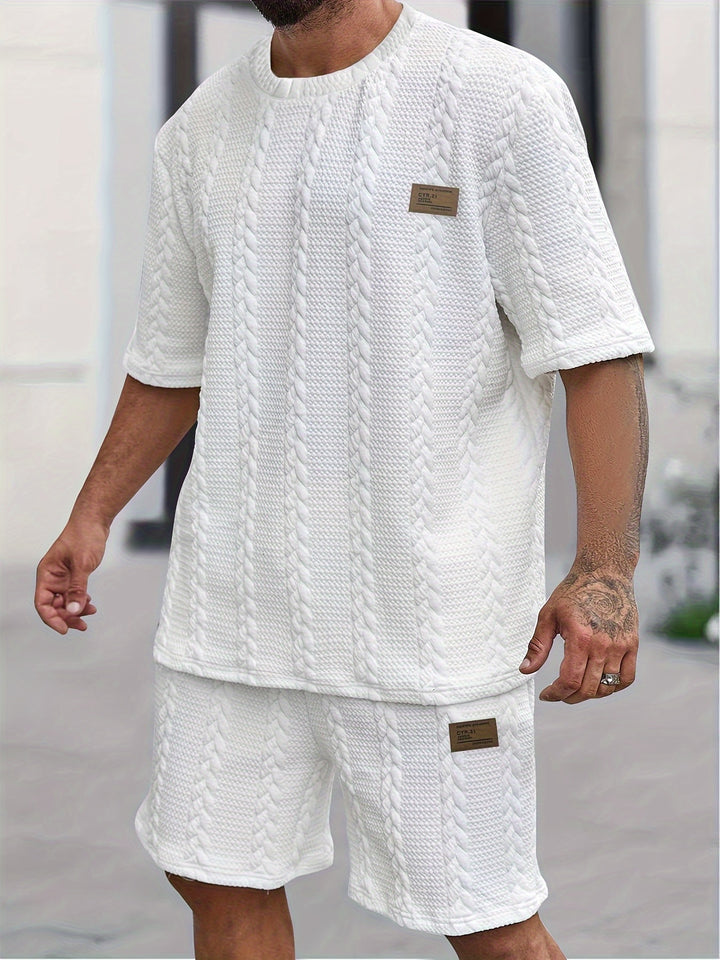 Textured Cable Knit T-Shirt and Shorts Set