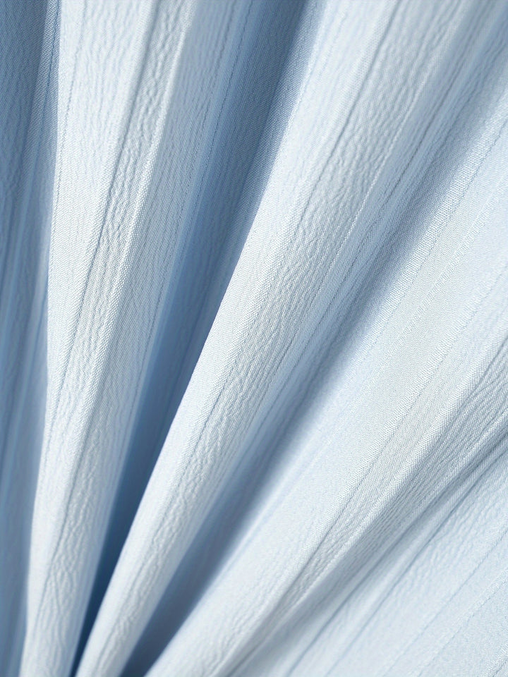 Sleeveless Pleated Button Shirt and Shorts Set