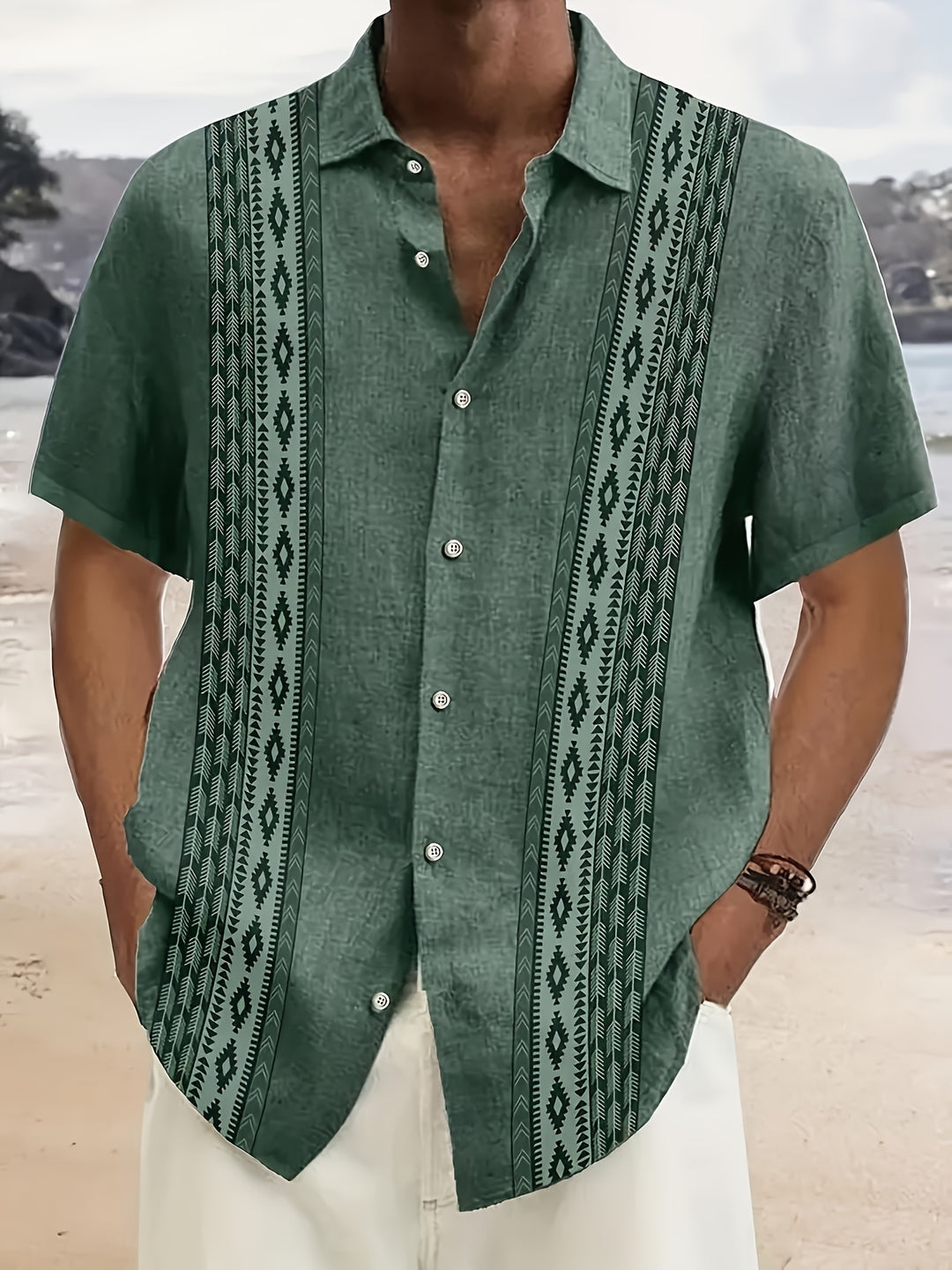 Geometric Pattern Beach Shirt
