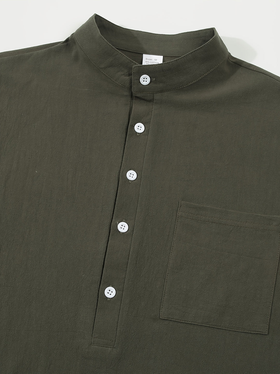 Textured Long Sleeve Henley Shirt