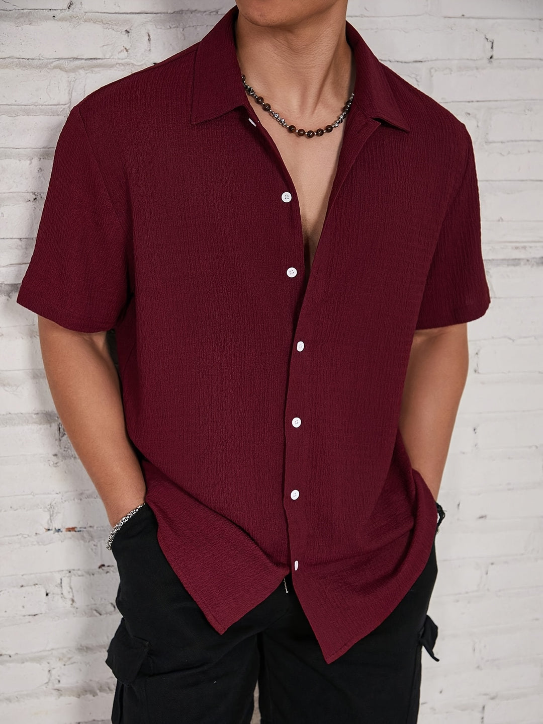 Textured Button-Up Shirt