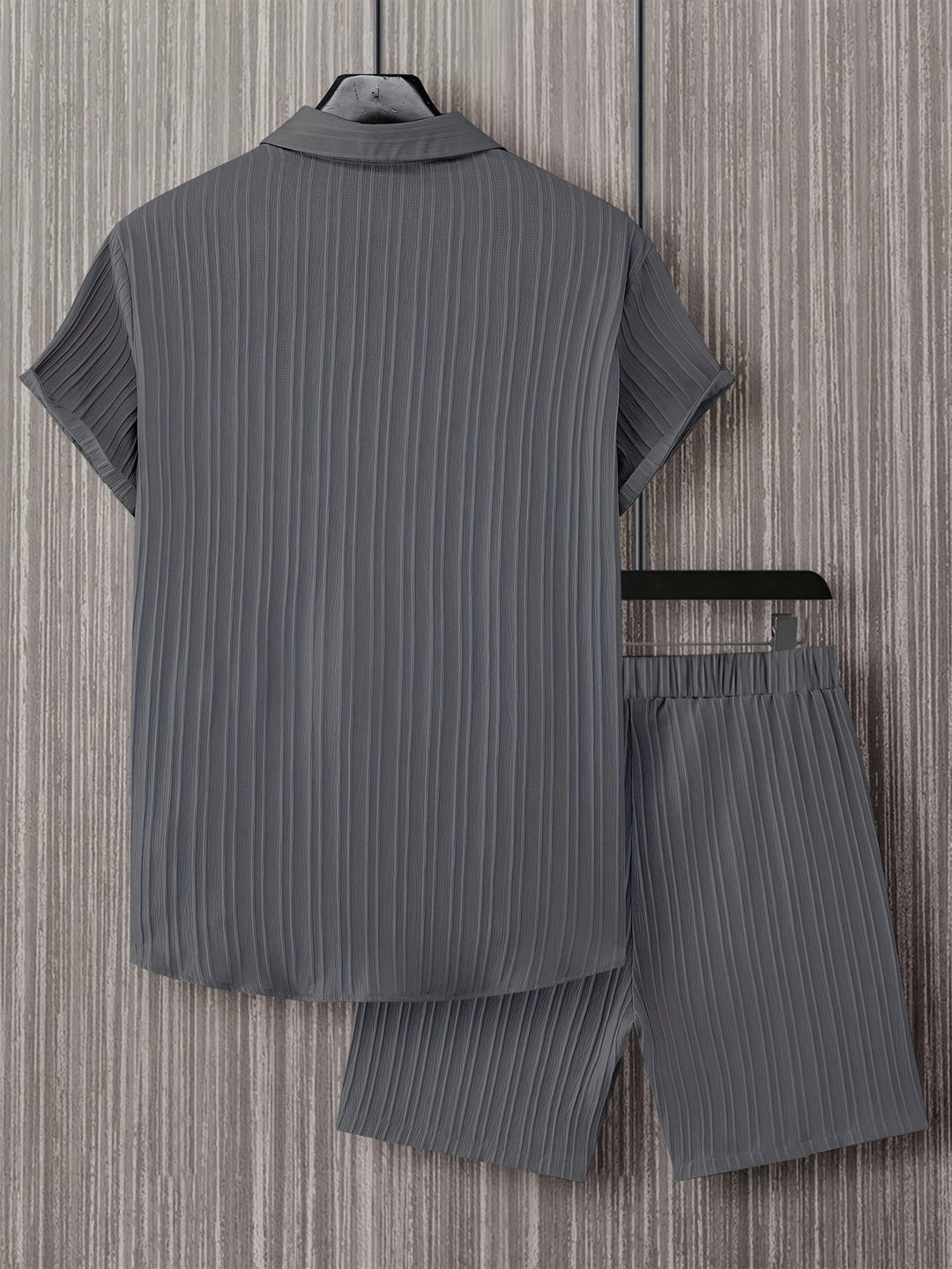 Relaxed Textured Short Sleeve Shirt and Shorts Set