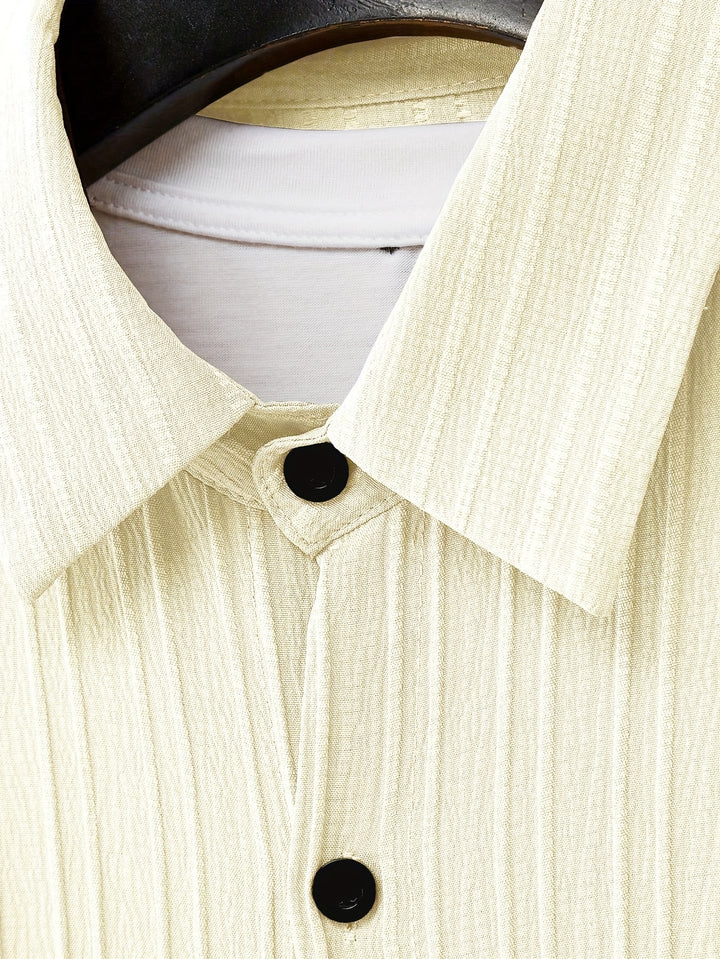 Relaxed Textured Short Sleeve Shirt and Shorts Set