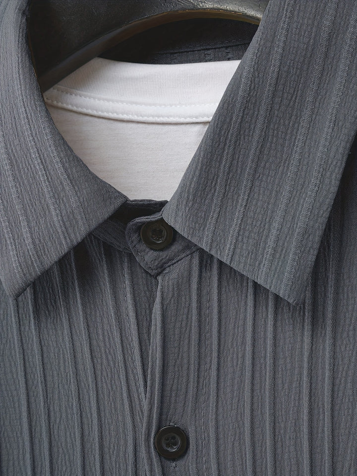 Relaxed Textured Short Sleeve Shirt and Shorts Set